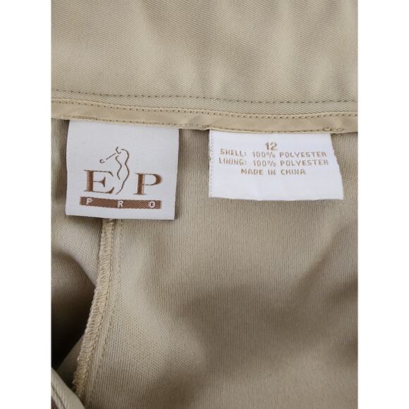 EP PRO Tan Women's Active Golf Zip Side Pockets Skort Skirt SZ 12 - Picture 7 of 9